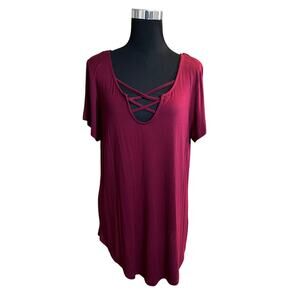 Splash Women Red Short Sleeve Top Criss Cross Front Size 2X